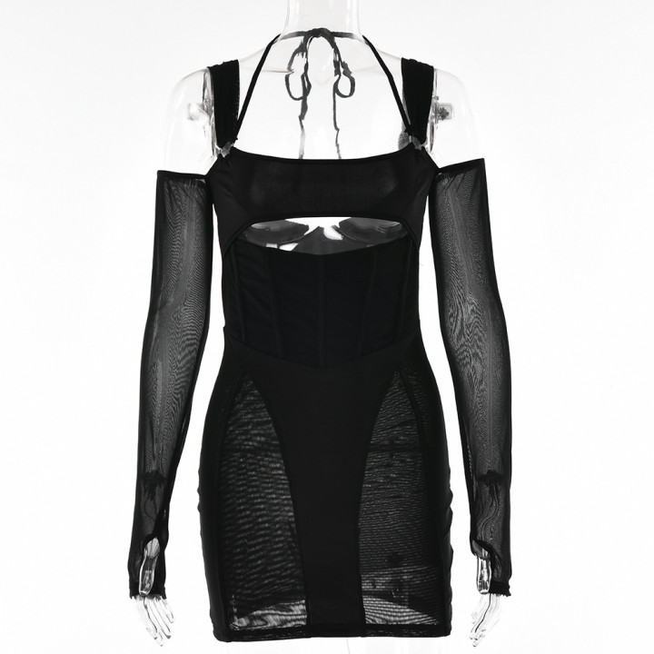 Women's Sling Tight Dress Fashion Backless Mesh See-through Hip Skirt | Anvare