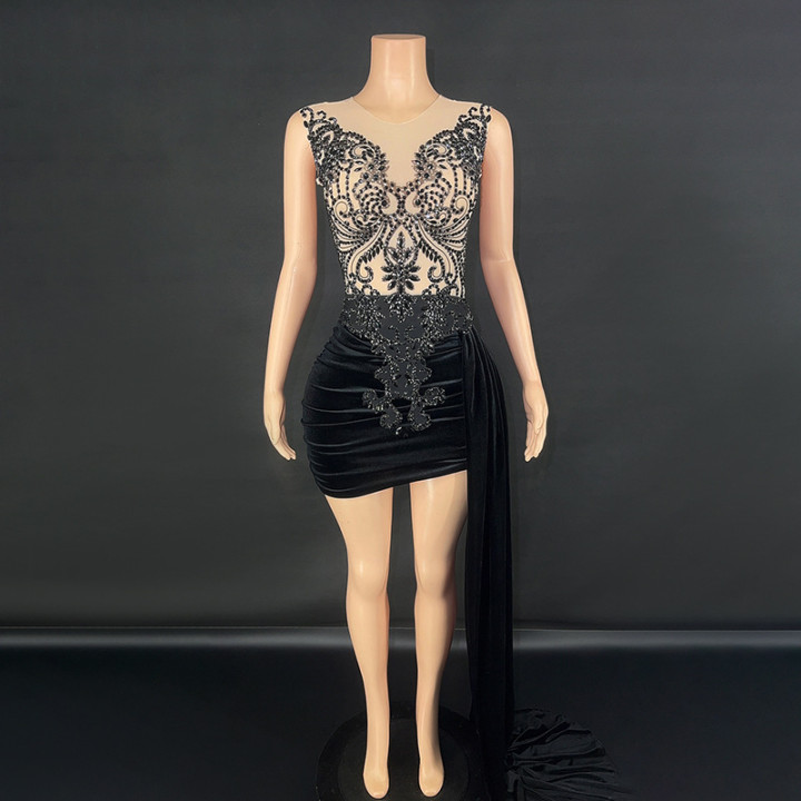 Summer Luxury Evening Dress Female Singer Stage Costume Senior Dress Side Trailing Skirt | Anvare