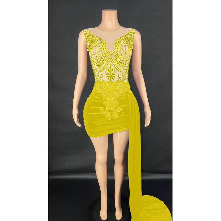 Summer Luxury Evening Dress Female Singer Stage Costume Senior Dress Side Trailing Skirt | Anvare