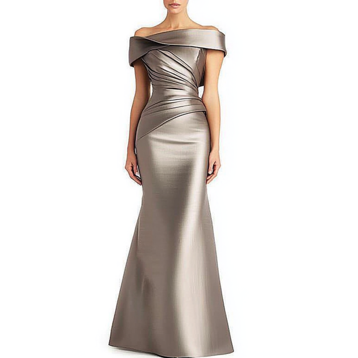Evening Formal Dress Pleated Off-shoulder Elegant Maxi Dress Mother Of The Bride Dress | Anvare