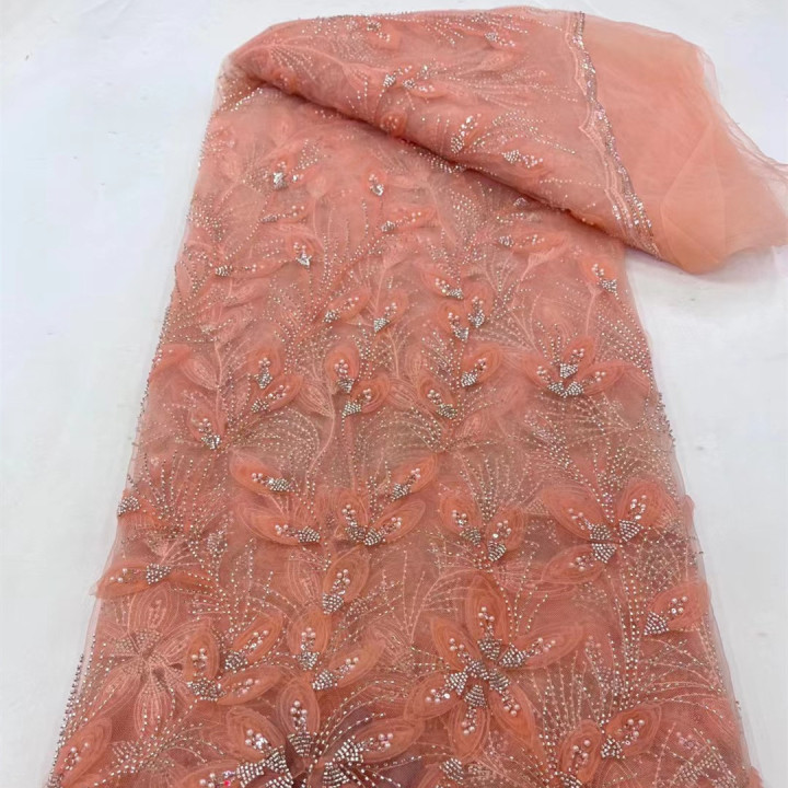 Ribbon Flower Beaded Tulle Lace Fabric Cocktail Party Occasion Evening Dress Embroidered Cloth Lace | Anvare
