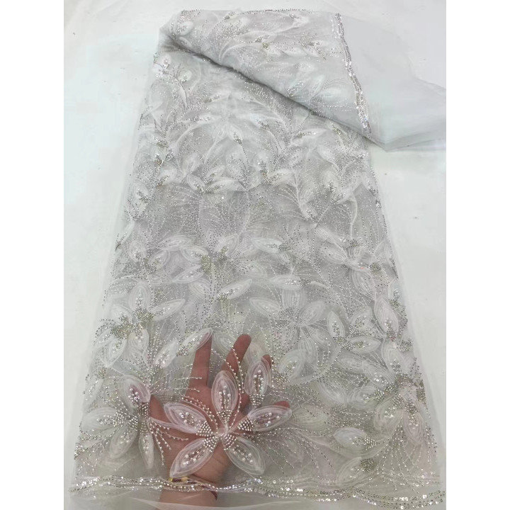Ribbon Flower Beaded Tulle Lace Fabric Cocktail Party Occasion Evening Dress Embroidered Cloth Lace | Anvare