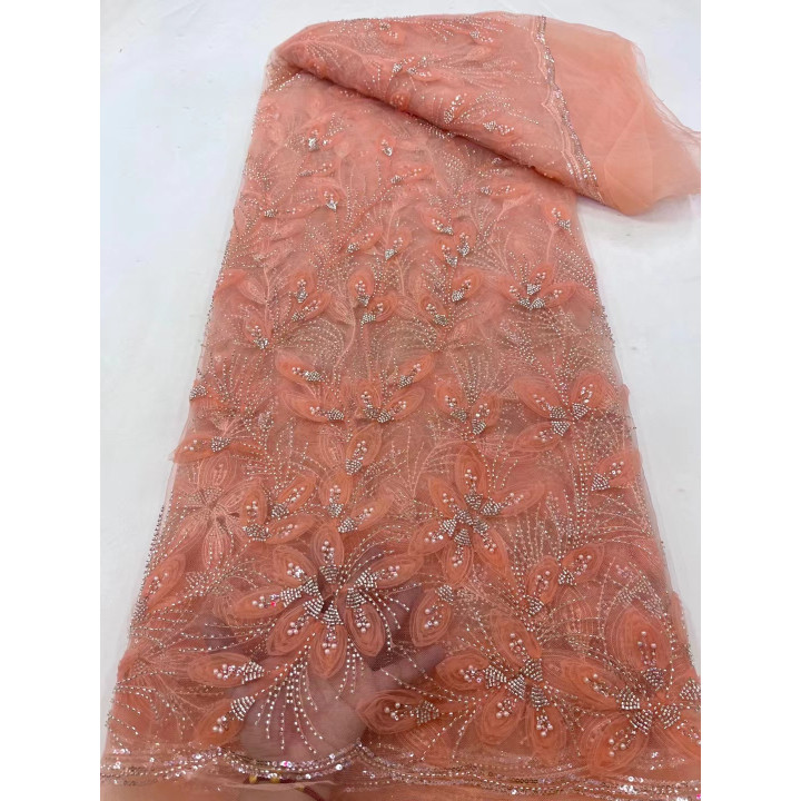 Ribbon Flower Beaded Tulle Lace Fabric Cocktail Party Occasion Evening Dress Embroidered Cloth Lace | Anvare
