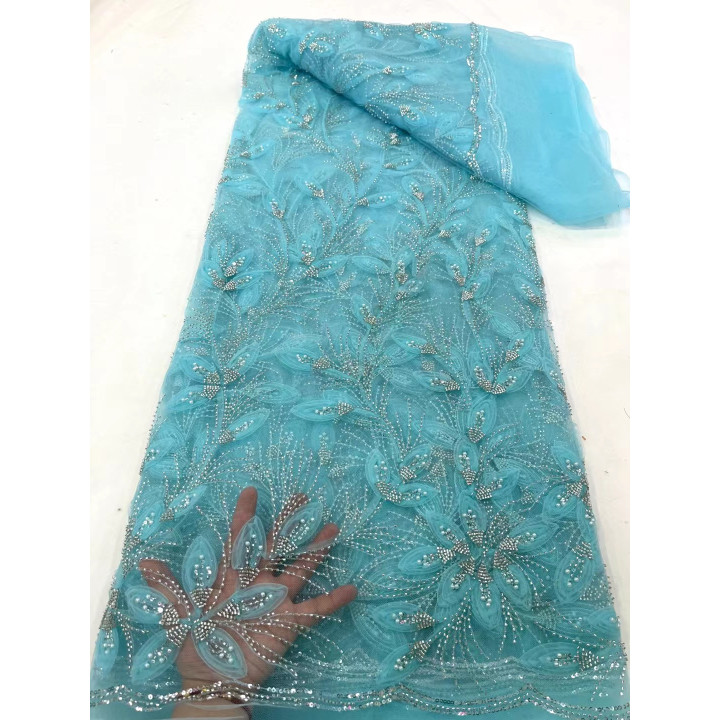 Ribbon Flower Beaded Tulle Lace Fabric Cocktail Party Occasion Evening Dress Embroidered Cloth Lace | Anvare