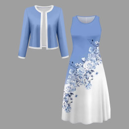 Color-block Elegant And Sophisticated Professional Coat Paired With A Dresstwo-piece Set | Anvare