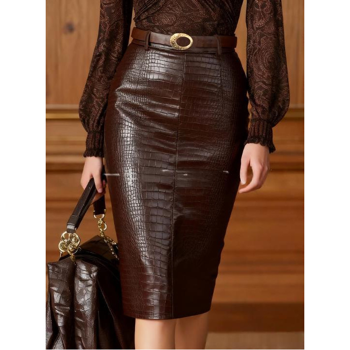 High-waisted Figure-hugging Mid-length Full-length Skirt | Anvare
