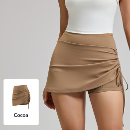 Womens Solid-color High-waisted Ruched Sports Skirt | Anvare