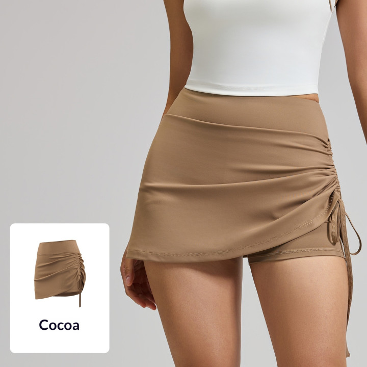 Womens Solid-color High-waisted Ruched Sports Skirt | Anvare