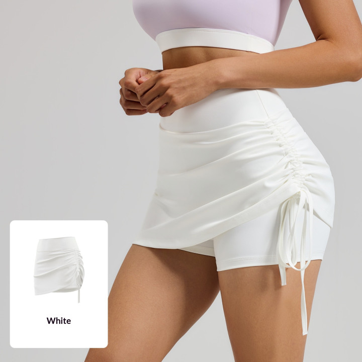 Womens Solid-color High-waisted Ruched Sports Skirt | Anvare