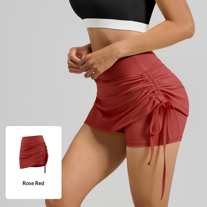 Womens Solid-color High-waisted Ruched Sports Skirt | Anvare