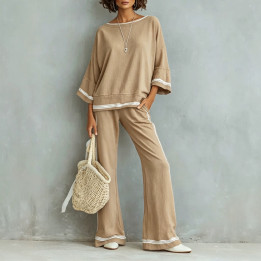 Three-quarter-sleeve Wide-leg Pants Two-piece Set | Anvare