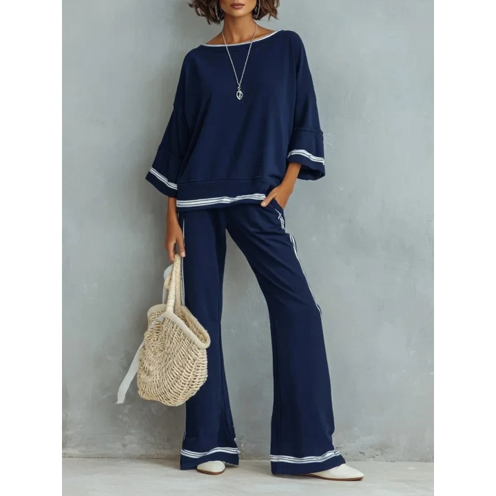 Three-quarter-sleeve Wide-leg Pants Two-piece Set | Anvare