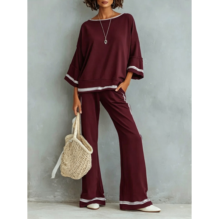 Three-quarter-sleeve Wide-leg Pants Two-piece Set | Anvare