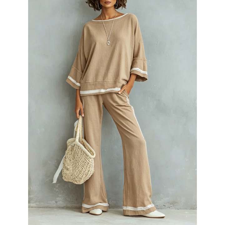 Three-quarter-sleeve Wide-leg Pants Two-piece Set | Anvare