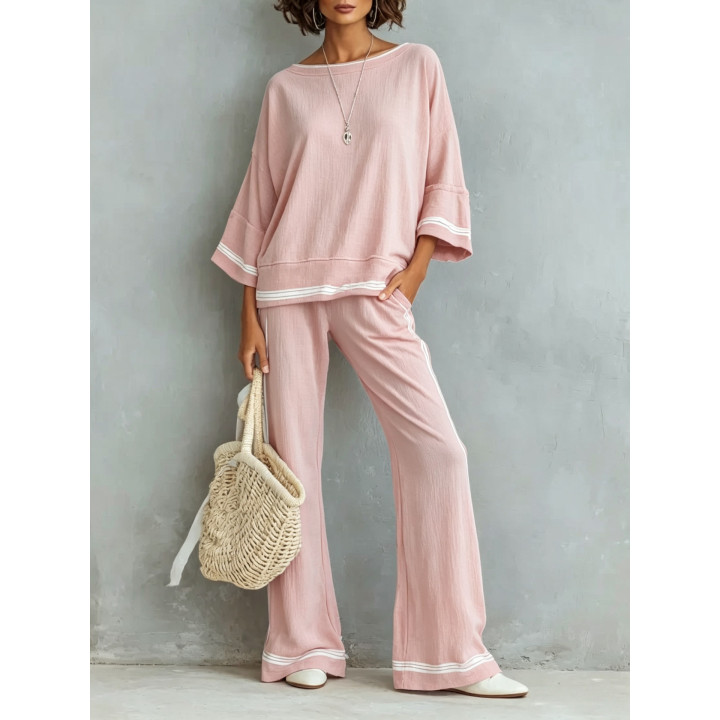 Three-quarter-sleeve Wide-leg Pants Two-piece Set | Anvare