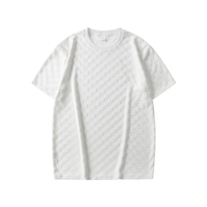 Mens Summer Checkerboard Jacquard Short-Sleeve Shirt | Anvare