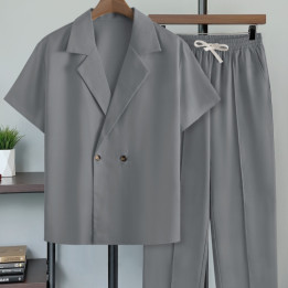 Mens Minimalist Short-sleeve Blazer And Trousers | Anvare
