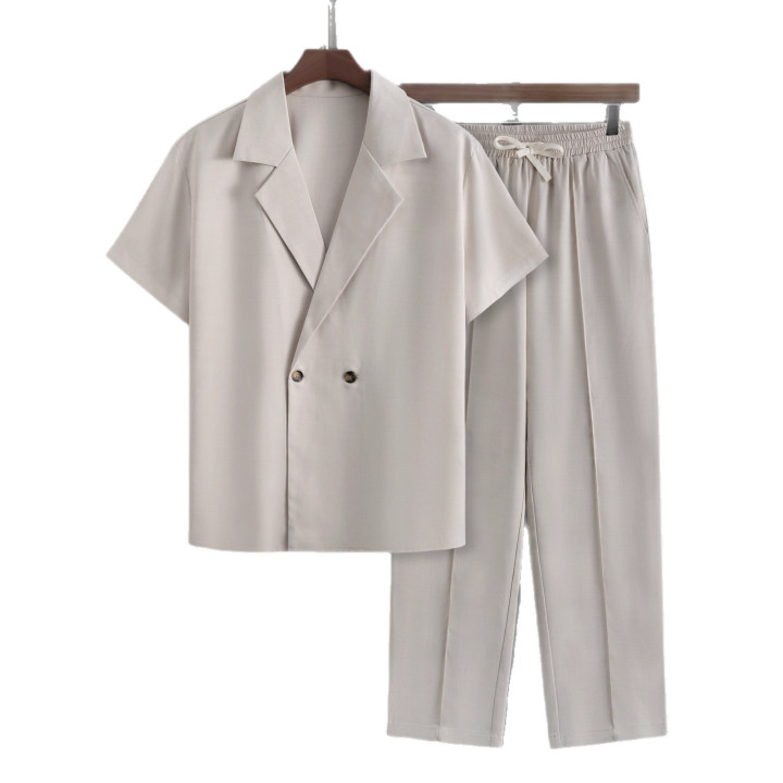 Mens Minimalist Short-sleeve Blazer And Trousers | Anvare