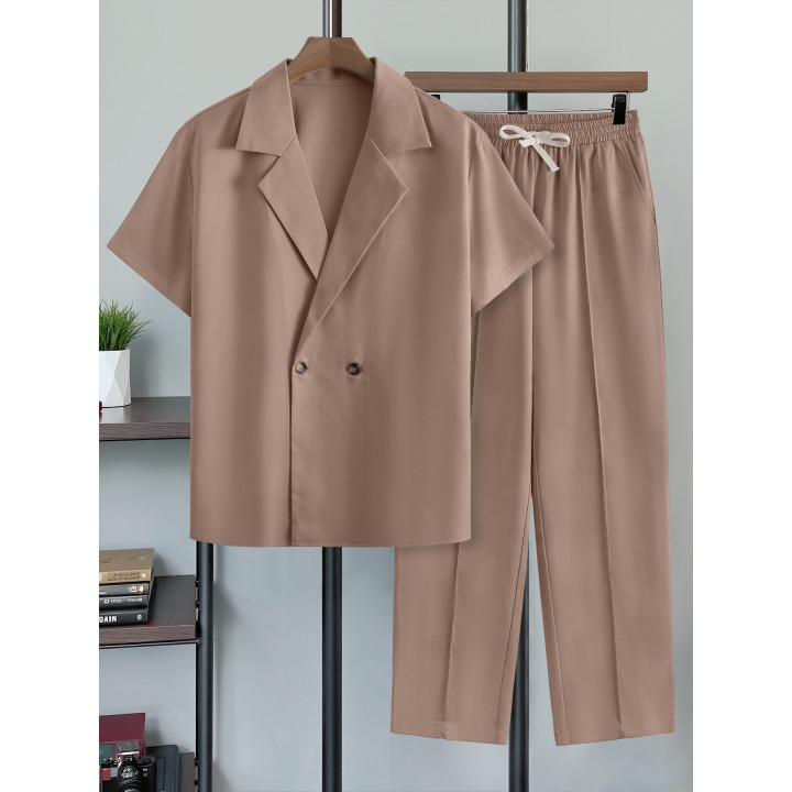 Mens Minimalist Short-sleeve Blazer And Trousers | Anvare
