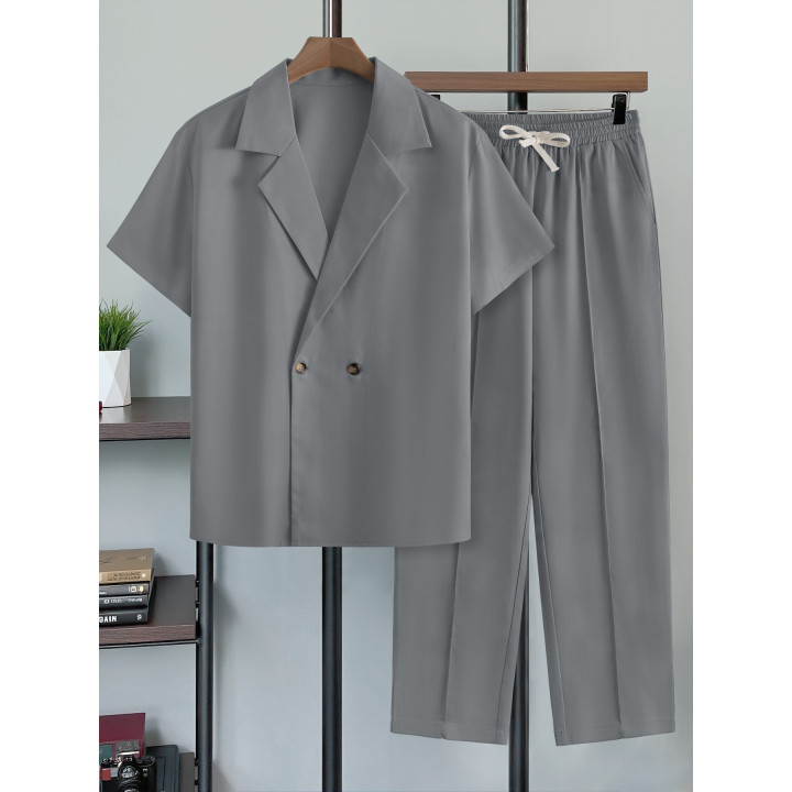 Mens Minimalist Short-sleeve Blazer And Trousers | Anvare