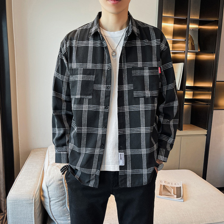 Men's Plaid Long-sleeved Shirt | Anvare