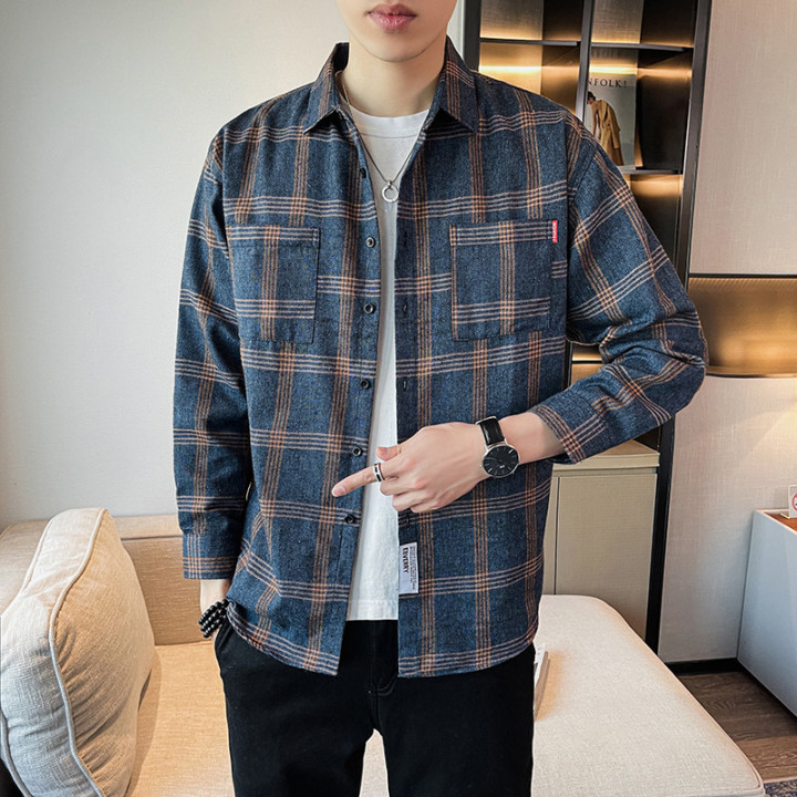 Men's Plaid Long-sleeved Shirt | Anvare