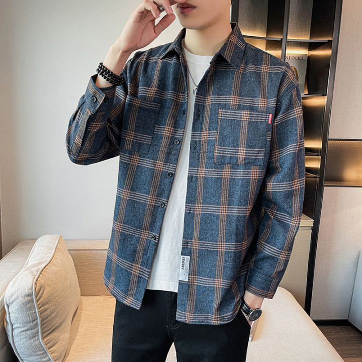 Men's Plaid Long-sleeved Shirt | Anvare