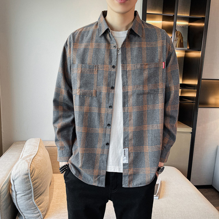 Men's Plaid Long-sleeved Shirt | Anvare