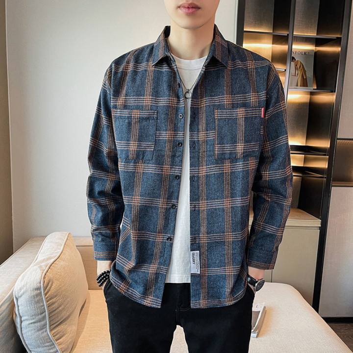 Men's Plaid Long-sleeved Shirt | Anvare