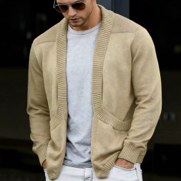 Mens Cardigan Sweater Shawl-Neck Knitted Coat | Anvare