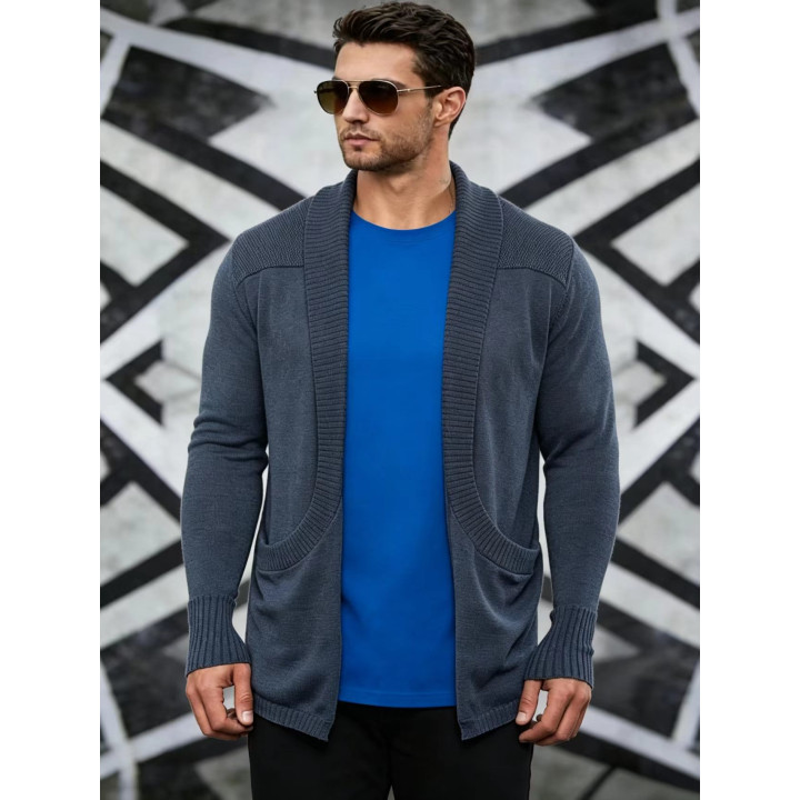 Mens Cardigan Sweater Shawl-Neck Knitted Coat | Anvare