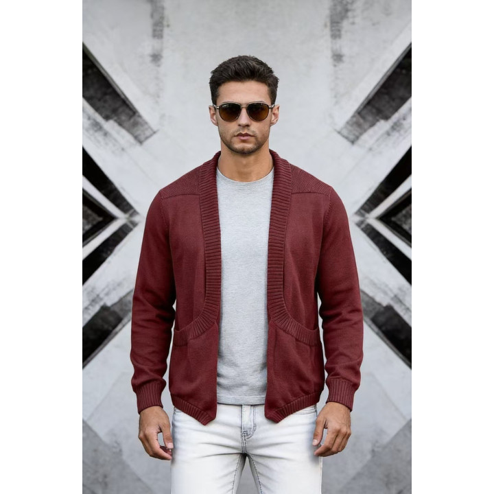 Mens Cardigan Sweater Shawl-Neck Knitted Coat | Anvare