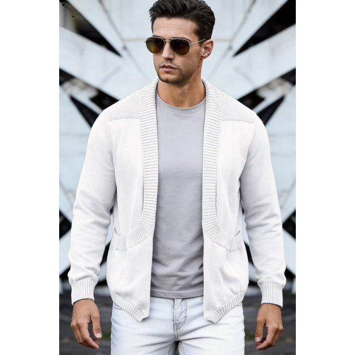 Mens Cardigan Sweater Shawl-Neck Knitted Coat | Anvare