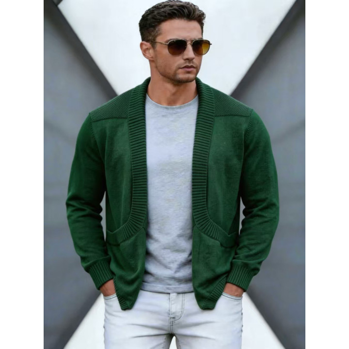 Mens Cardigan Sweater Shawl-Neck Knitted Coat | Anvare