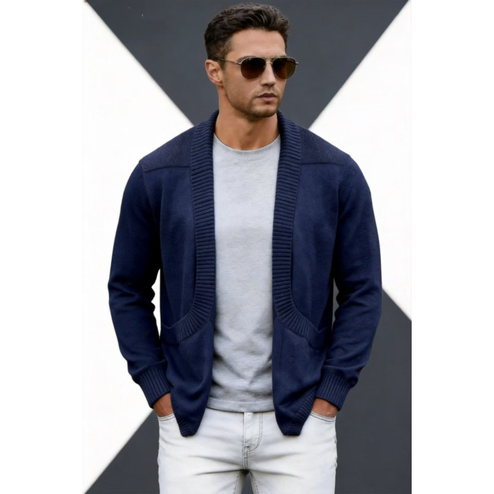 Mens Cardigan Sweater Shawl-Neck Knitted Coat | Anvare