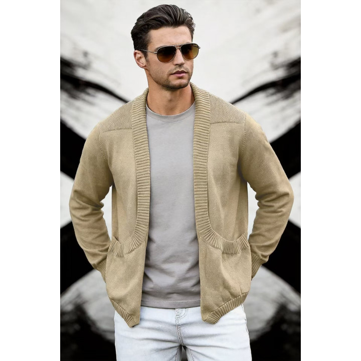 Mens Cardigan Sweater Shawl-Neck Knitted Coat | Anvare
