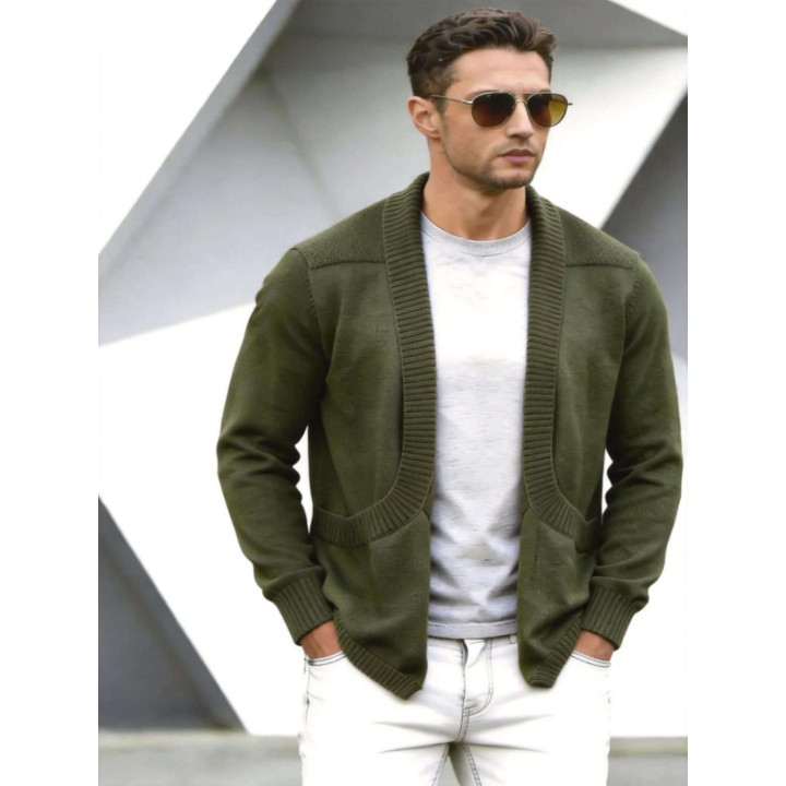 Mens Cardigan Sweater Shawl-Neck Knitted Coat | Anvare