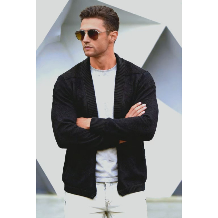 Mens Cardigan Sweater Shawl-Neck Knitted Coat | Anvare