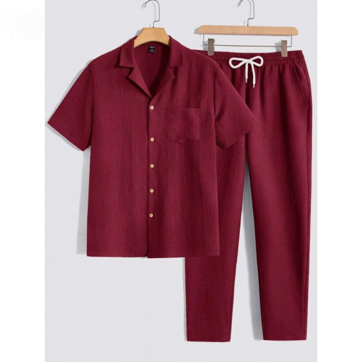 Male Solid Color Button Striped Shirt Sleeve | Anvare