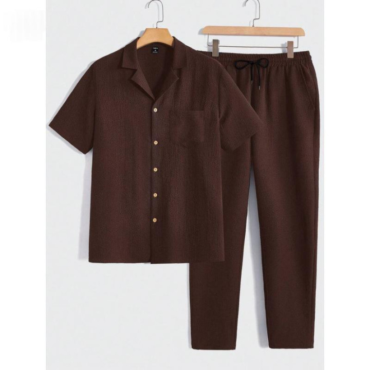 Male Solid Color Button Striped Shirt Sleeve | Anvare