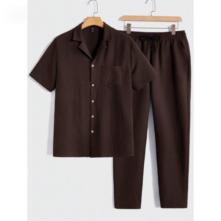 Male Solid Color Button Striped Shirt Sleeve | Anvare