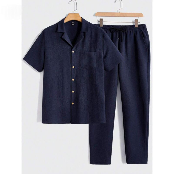 Male Solid Color Button Striped Shirt Sleeve | Anvare