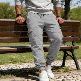 Mens Patchwork Multi-Pocket Drawstring Workwear Casual Pants | Anvare