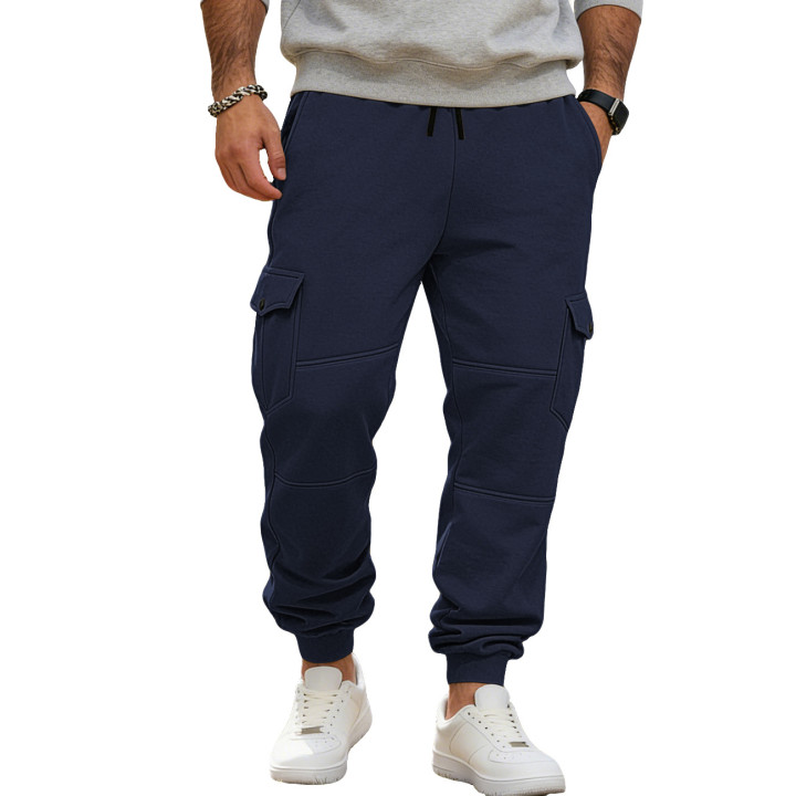 Mens Patchwork Multi-Pocket Drawstring Workwear Casual Pants | Anvare