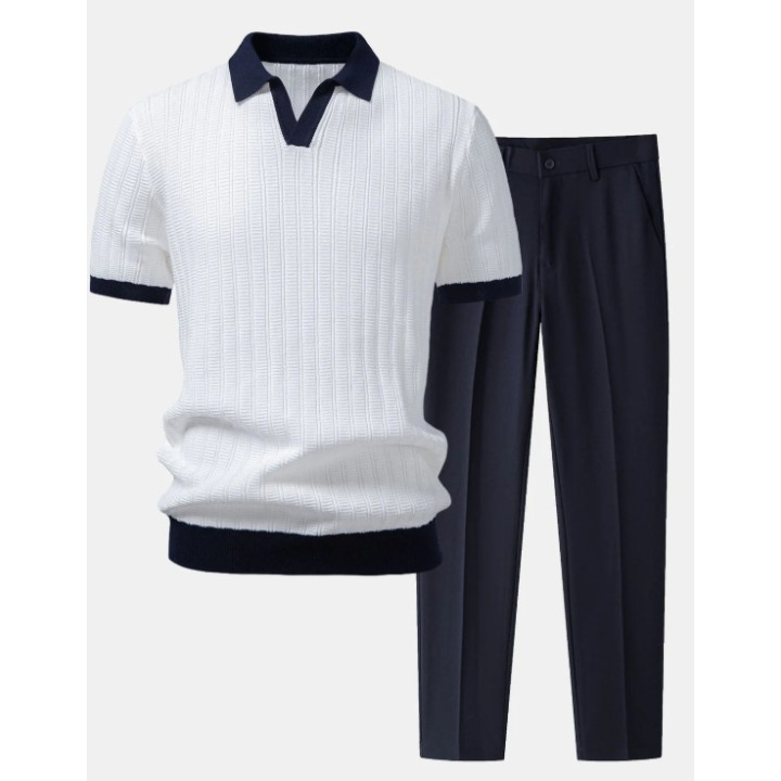 Mens 3D-printed Loose-fit Short-sleeve Shirt Set | Anvare