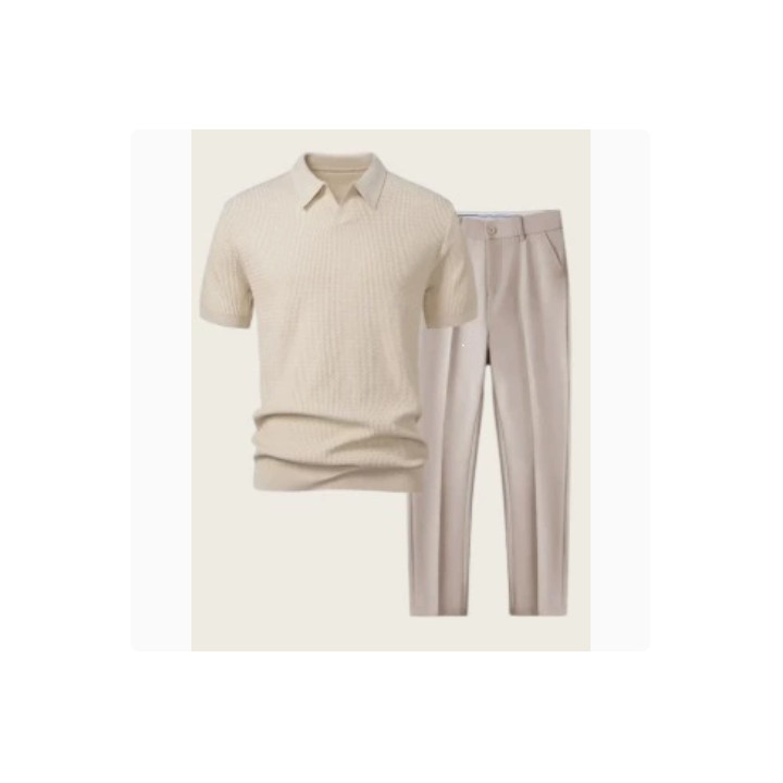 Mens 3D-printed Loose-fit Short-sleeve Shirt Set | Anvare