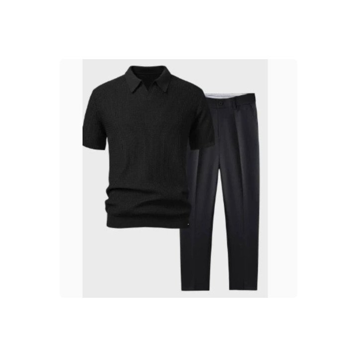 Mens 3D-printed Loose-fit Short-sleeve Shirt Set | Anvare