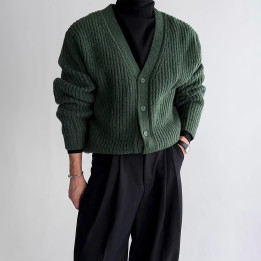 Mens Loose-Fit Versatile Artistic V-Neck Sweater | Anvare