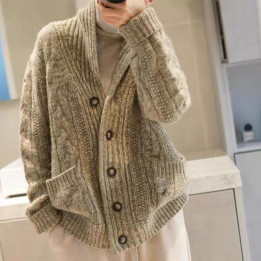 Mens Chunky-knit Thickened Sweater Cardigan Coat | Anvare