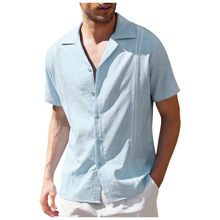 Ebay Men's Loose Casual Shirt Cuban Gaya Bella Short-Sleeved Beach Shirt For Men | Anvare